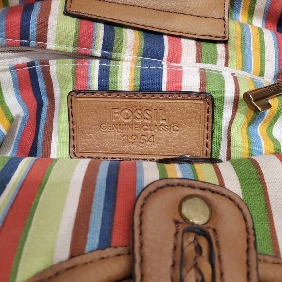 FOSSIL Ivory Woven Tweed Wood Handle Bag - Picture 3 of 6